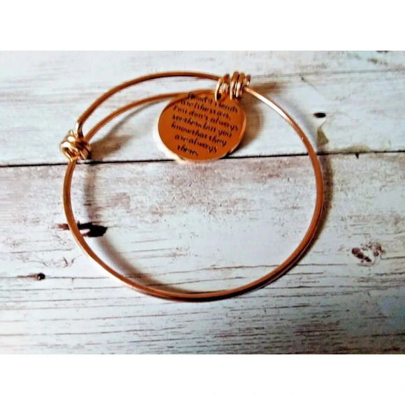 Good Friends are Like Stars NIB Rose Gold Tone Wire Bracelet Gift - Picture 3 of 3